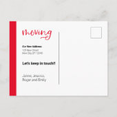 Red Custom Photo Moving Announcement Kaart (Achterkant)