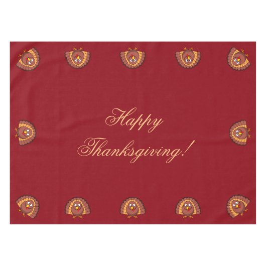 Red Custom Thanksgiving Table Cloth Turkije Tafelkleed (Voorkant (Horizontaal))