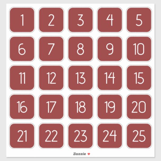 Red Customizable Square Number Stickers  (Feuille)