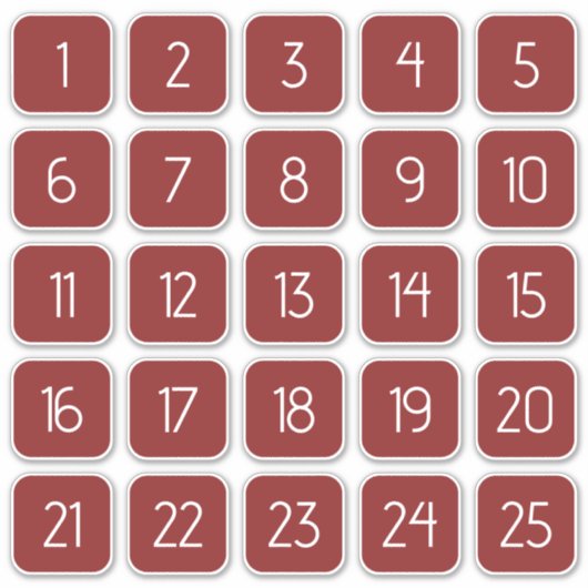 Red Customizable Square Number Stickers  (Voorkant)