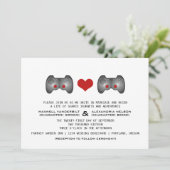 Red Cute Gamer Wedding Invite Kaart (Staand voorkant)