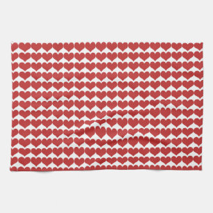 Red Cute Hearts Motif Serviette de cuisine