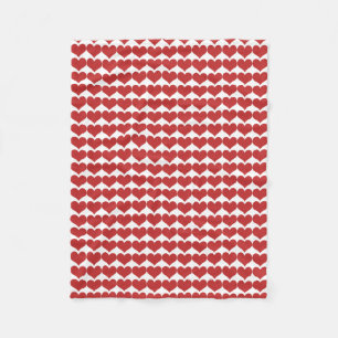 Red Cute Hearts Pattern Fleece Blanket