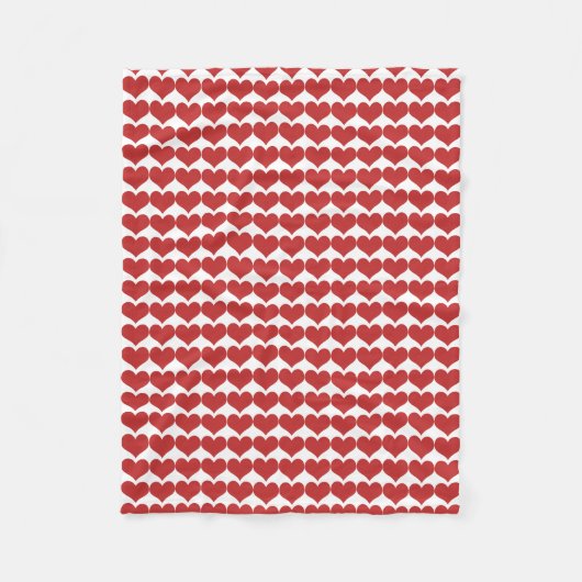 Red Cute Hearts Pattern Fleece Blanket Deken (Voorkant)