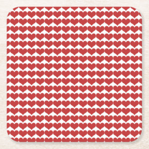 Red Cute Hearts Pattern Onderzetter