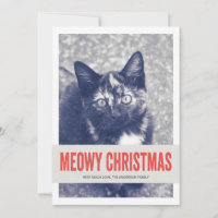 Red Cute Meowy kerstfoto's met platte kaarten