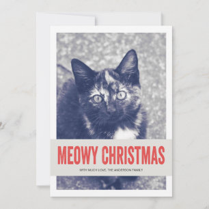 Red Cute Meowy kerstfoto's met platte kaarten