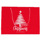 Red Cute moderne Joyeux sapin de Noël Nom sac cade (Dos)