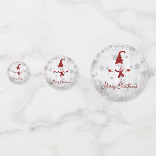 Red Cute Snowman Table Confetti (Devant)