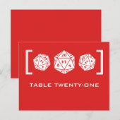 Red D20 Dice Gamer Numéro de table Carte postale (Devant / Derrière)
