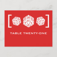 Red D20 Dice Gamer Numéro de table Carte postale