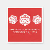 Red D20 Dice Gamer Wedding Paper Napkins Servetten (Voorkant)