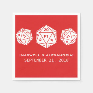 Red D20 Dice Gamer Wedding Paper Napkins Servetten