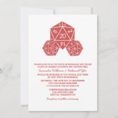 Red D20 Dice Wedding Invite Kaart (Voorkant)