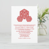 Red D20 Dice Wedding Invite Kaart (Staand voorkant)