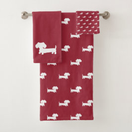 Red Dachshund Bath Towel Set Handhanddoek Wash Clo Bad Handdoek