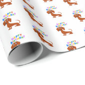 Red Dachshund Birthday Cadeaupapier (Rol Hoek)