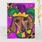 RED DACHSHUND KAART (Gele Bloem)