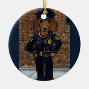 Red Dachshund Keramisch Ornament