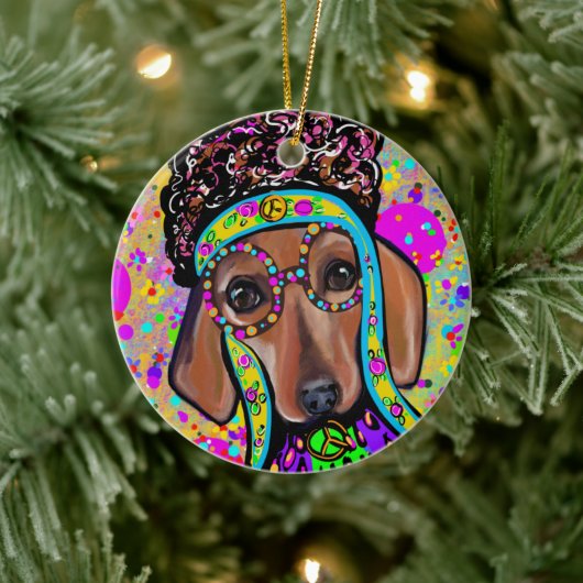 RED DACHSHUND KERAMISCH ORNAMENT (Boom)