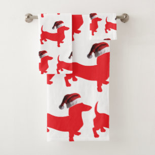 Red Dachshund portant un Casquette du Père Noël