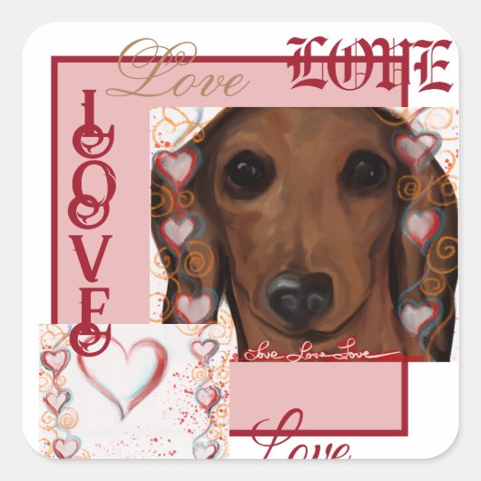 Red Dachshund Vierkante Sticker (Voorkant)