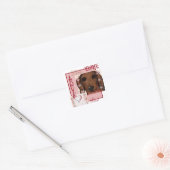 Red Dachshund Vierkante Sticker (Envelop)