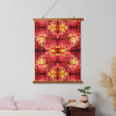 Red Dahlia Flower Abstract Nature Pattern Hangend Wandkleed (Slaapkamer)
