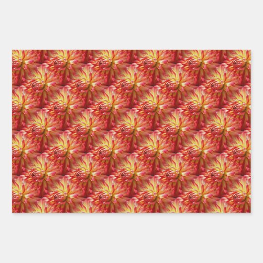 Red Dahlia Flower Pattern Natuur Inpakpapier Vel (Voorkant 3)