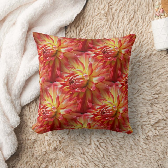 Red Dahlia Flower Pattern Natuur Kussen (Deken)