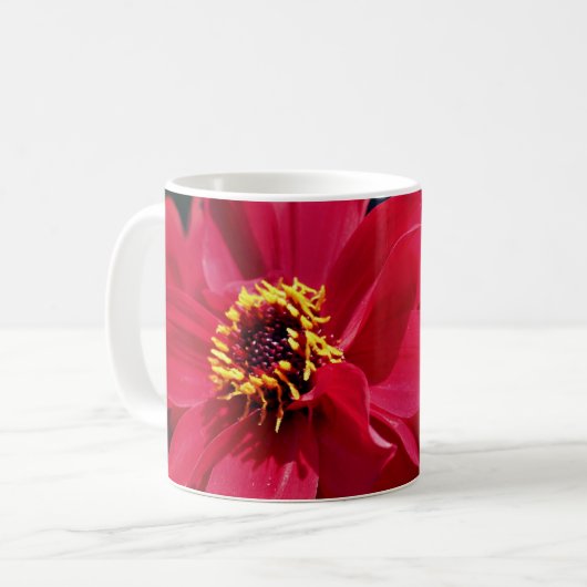 Red Dahlia Flower Personalized Koffiemok (Voorkant links)