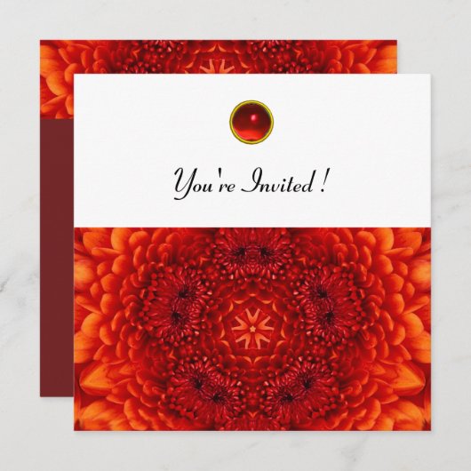 RED DAHLIA, RUBY, helder zwart wit Kaart (Voorkant / Achterkant)