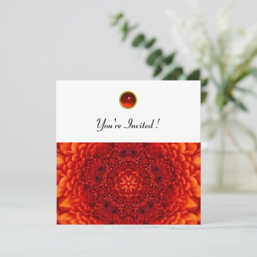 RED DAHLIA, RUBY, helder zwart wit Kaart (Staand voorkant)