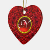 RED DAHLIA RUBY MONOGRAM Heart Keramisch Ornament (Links)