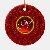 RED DAHLIA RUBY MONOGRAM KERAMISCH ORNAMENT (Voorkant)
