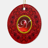 RED DAHLIA RUBY MONOGRAM KERAMISCH ORNAMENT (Links)