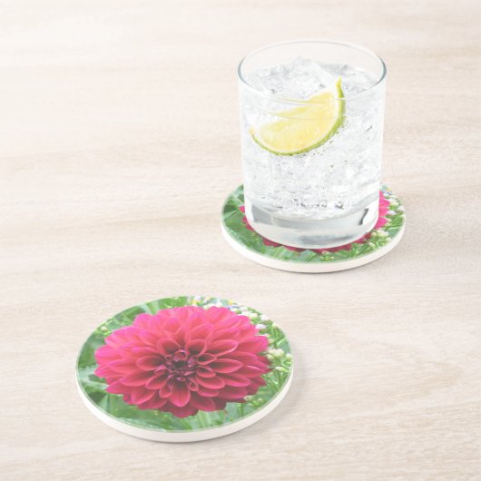 Red Dahlia Sandstone Onderzetters (Zijkant)