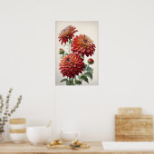 Red Dahlias Flowers Art Imprimer Poster (Cuisine)