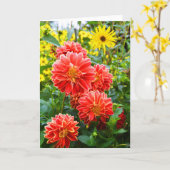 Red Dahlias Kaart (Gele Bloem)