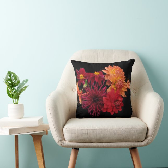 Red Dahlias Kussen (Stoel)