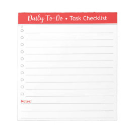 Red Daily Task Checklist - To-Do List Notitieblok