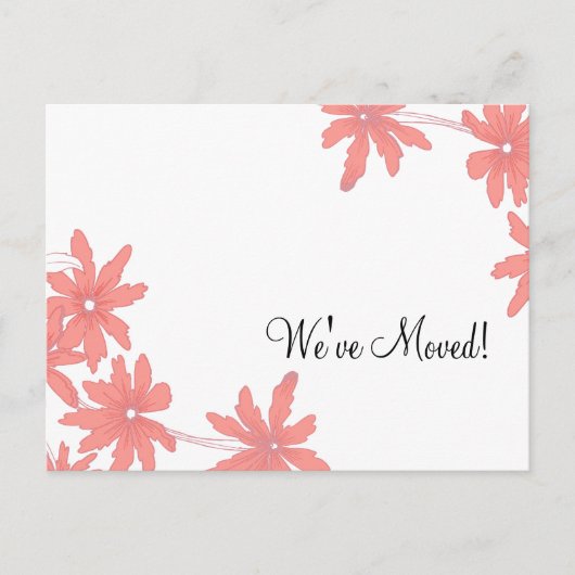 Red Daisies Change of Address Annountion Aankondigingskaart (Voorkant)