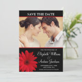 Red Daisy Black Foto slaat de datum op Save The Date (Staand voorkant)