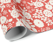 Red Daisy Flower Painting Pattern Wrapping Paper Cadeaupapier (Rol Hoek)