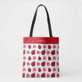 Red Daisy Ladybug Pattern - Gepersonaliseerd Draagtas (Voorkant)
