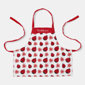 Red Daisy Ladybug Pattern - Gepersonaliseerd Schort (Voorkant)