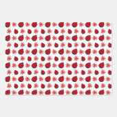 Red Daisy Ladybug Pattern Inpakpapier Vel (Voorkant 3)