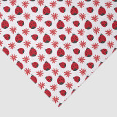 Red Daisy Ladybug Pattern Wrapping Tissuepapier (Detail)