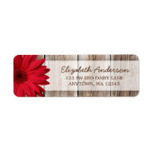 Red Daisy rustieke schuur hout Adresetiketten Etiket (Voorkant)