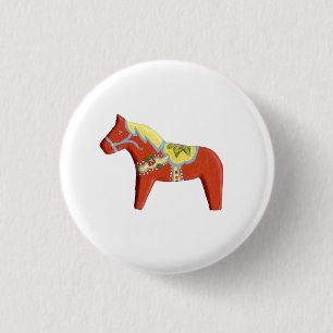 Red Dala Horse # 8-pins Ronde Button 3,2 Cm